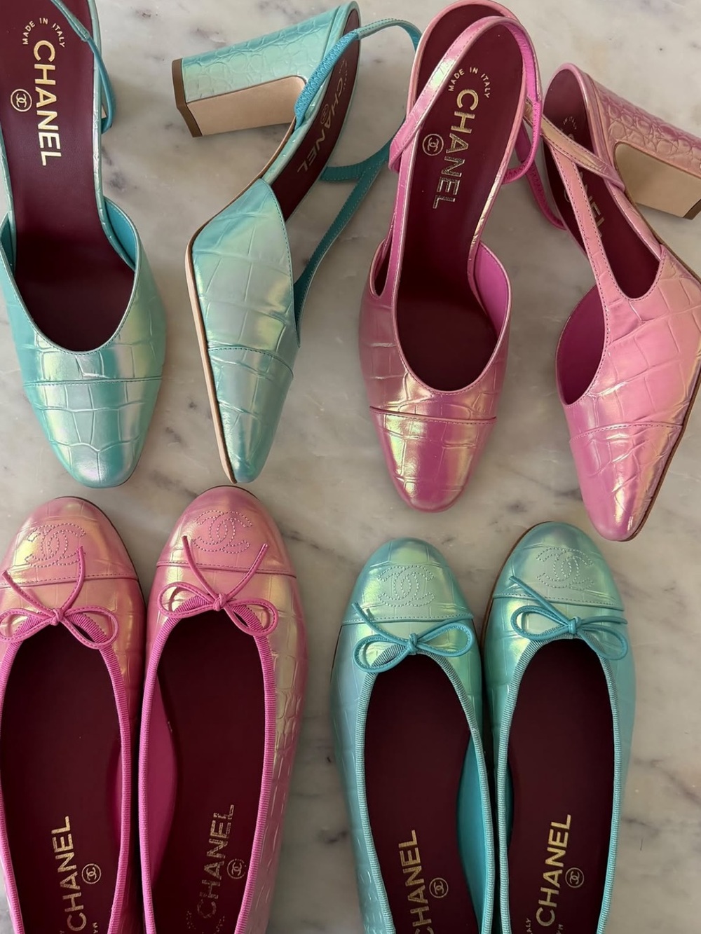 Chanel Pink Croc Embossed Slingback Pumps | Size 39C - Picture 4 of 12